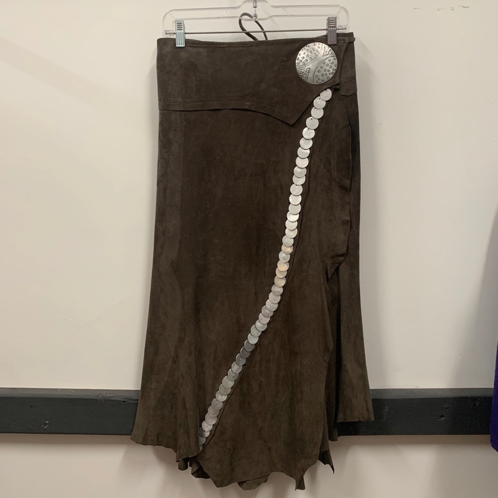 Yolanda de Drue suede wrap skirt